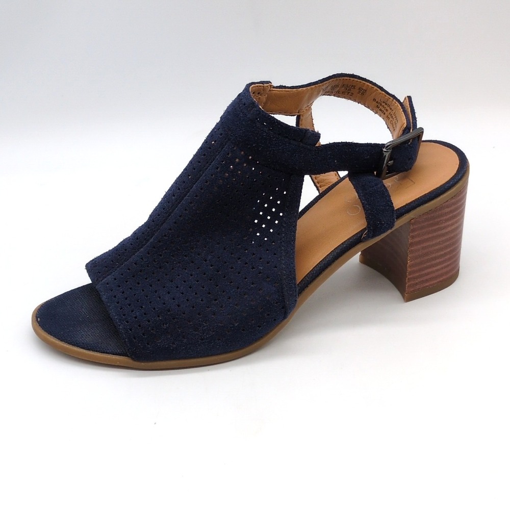 Franco Sarto Shoes Womens Harlet 2 Blue 8 Suede Sandal Buckle Chunky Heel Dressy